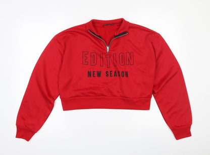 Boohoo Womens Red  Polyester Pullover Sweatshirt Size 10