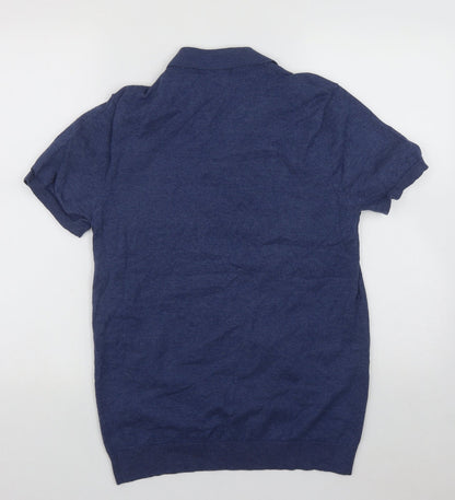 Dunnes Mens Blue Collared  Cotton Pullover Jumper Size S
