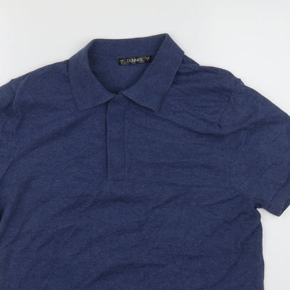 Dunnes Mens Blue Collared  Cotton Pullover Jumper Size S