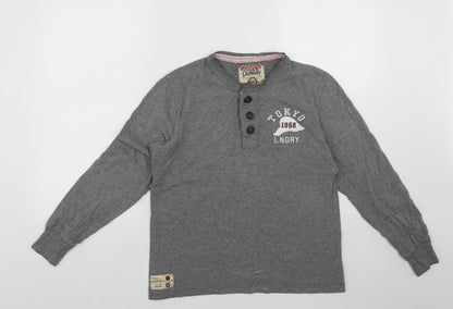 Additional front view of Tokyo men’s grey round neck cotton jumper, size S