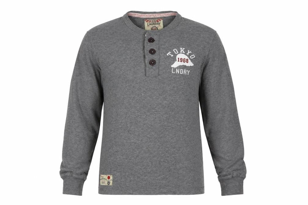 Front view of Tokyo men’s grey round neck cotton jumper, size S