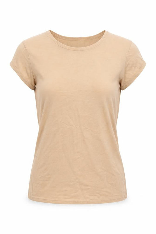 Front view of Primark women’s orange cotton basic polo, size S, round neck