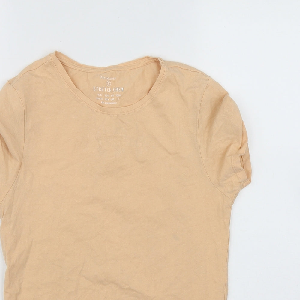 Primark Womens Orange  Cotton Basic Polo Size S Round Neck