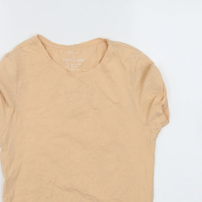 Primark Womens Orange  Cotton Basic Polo Size S Round Neck