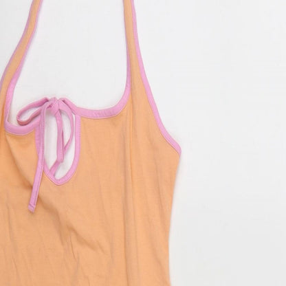 ASOS Womens Orange  Cotton Bodycon  Size 10  Round Neck Tie