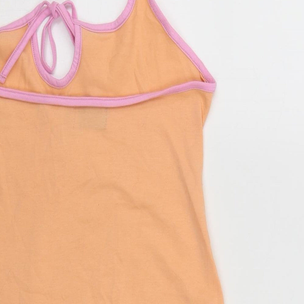 ASOS Womens Orange  Cotton Bodycon  Size 10  Round Neck Tie