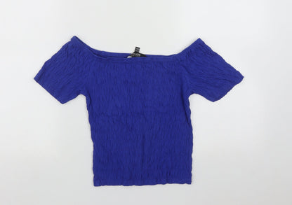 New Look Girls Blue  Cotton Cropped Casual Size 14-15 Years Scoop Neck