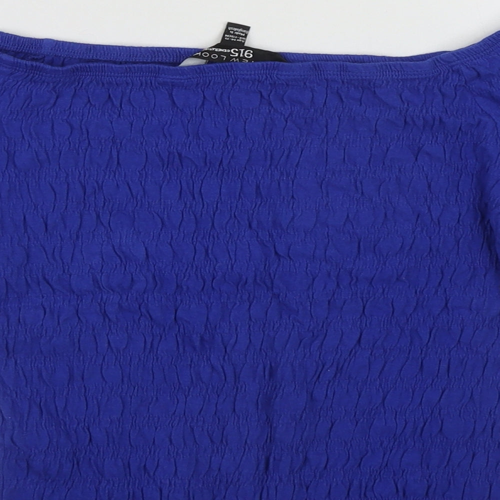 New Look Girls Blue  Cotton Cropped Casual Size 14-15 Years Scoop Neck