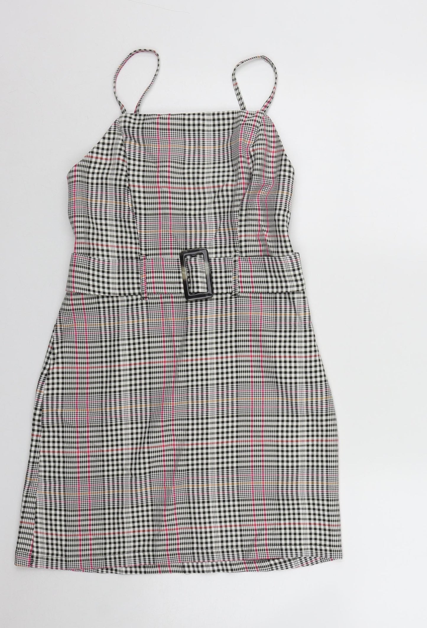 Primark Womens Multicoloured Plaid Viscose A-Line  Size 10  Square Neck Zip