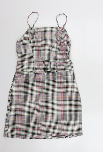 Primark Womens Multicoloured Plaid Viscose A-Line  Size 10  Square Neck Zip