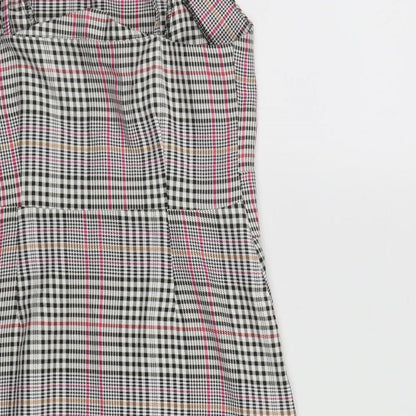 Primark Womens Multicoloured Plaid Viscose A-Line  Size 10  Square Neck Zip
