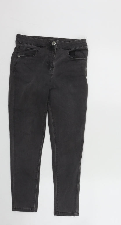 Matalan Girls Grey  Cotton Skinny Jeans Size 10 Years L20 in Regular Zip