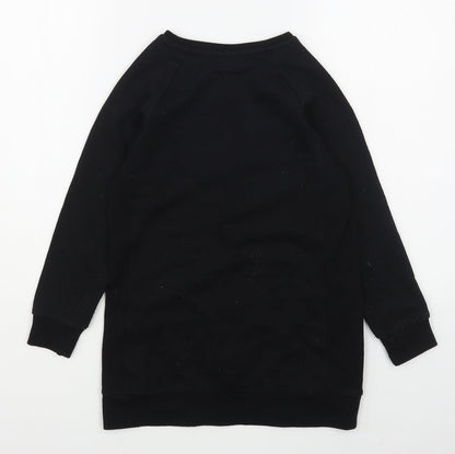 F&F Girls Black  Cotton Pullover Sweatshirt Size 7-8 Years  Pullover