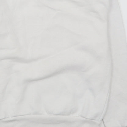 Brand and care label for Primark girls’ white cotton pullover sweatshirt, size 9-10, years pullover