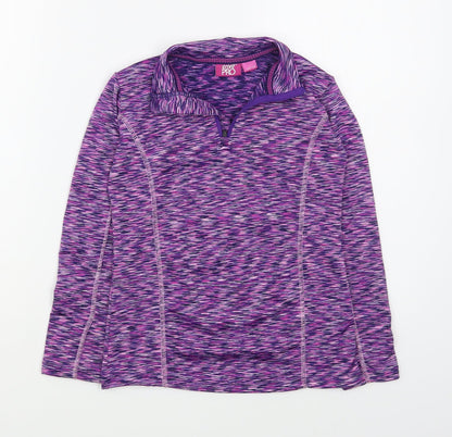 Additional front view of Crivit girls’ purple jacket, size 7-8, years zip
