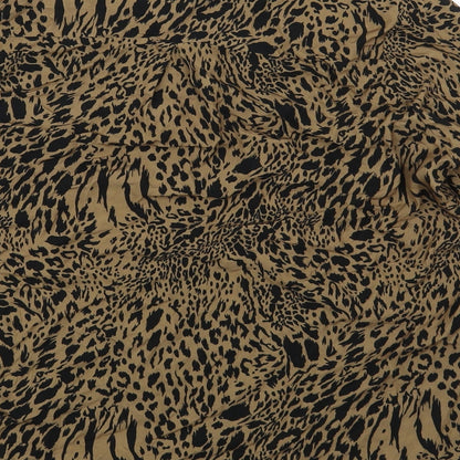 Zabaione Womens Brown Animal Print Viscose Basic Blouse Size L V-Neck