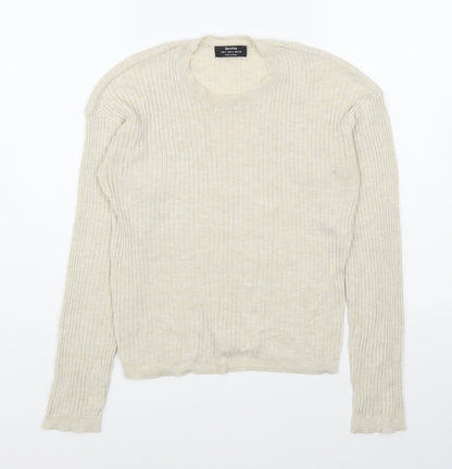 Womens UK Size S Bershka Beige Pullover Jumper