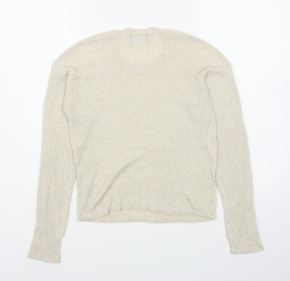 Womens UK Size S Bershka Beige Pullover Jumper
