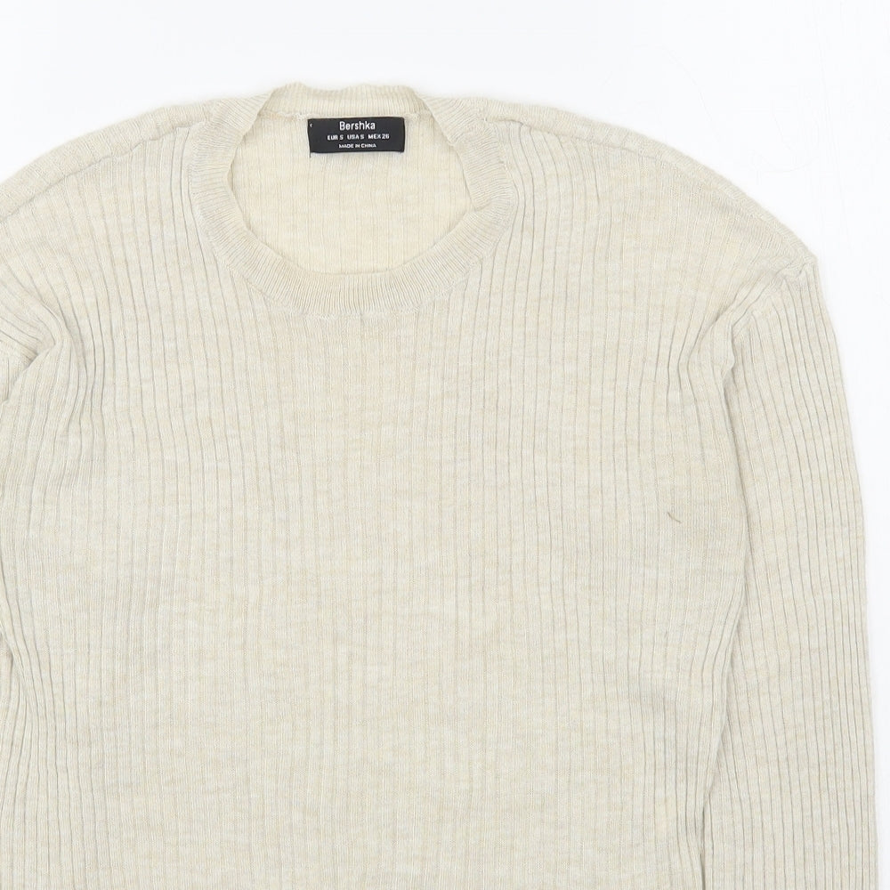 Womens UK Size S Bershka Beige Pullover Jumper