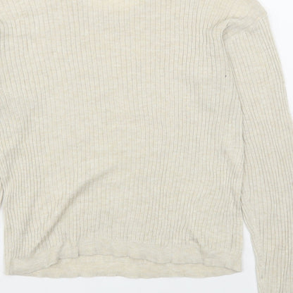 Womens UK Size S Bershka Beige Pullover Jumper