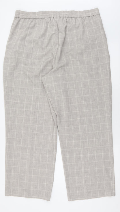 F&F Womens Grey Check Polyester Trousers  Size 20 L30 in Regular Hook & Eye
