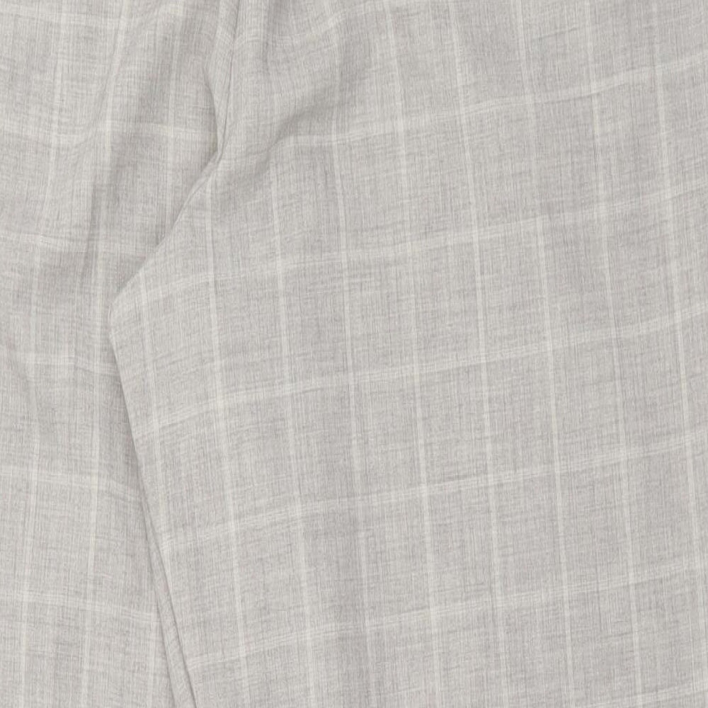 F&F Womens Grey Check Polyester Trousers  Size 20 L30 in Regular Hook & Eye