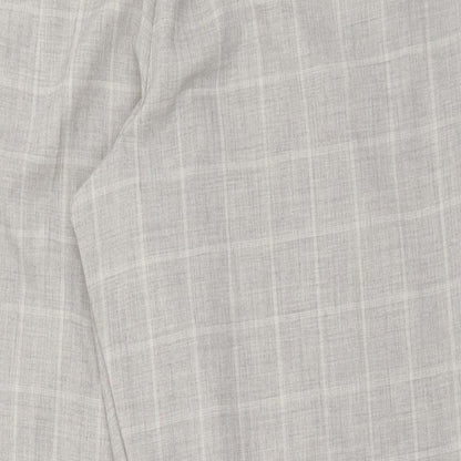 F&F Womens Grey Check Polyester Trousers  Size 20 L30 in Regular Hook & Eye