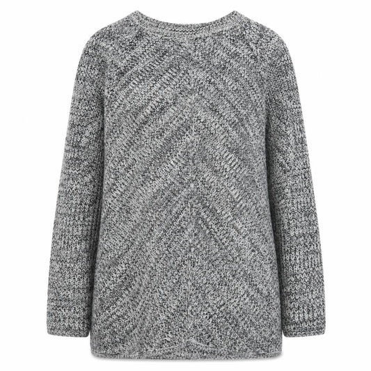 Front view of Peacocks women’s grey boat neck acrylic jumper, size M