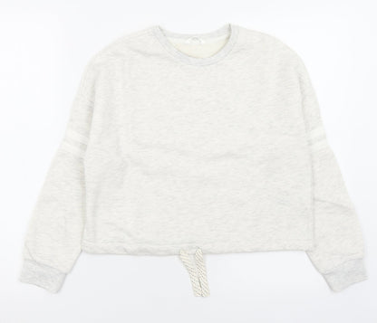 Marks and Spencer Girls Grey Crew Neck  Cotton Pullover Jumper Size 10-11 Years  Pullover
