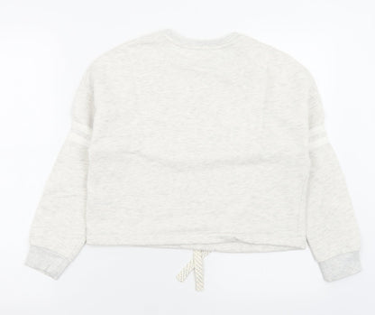 Marks and Spencer Girls Grey Crew Neck  Cotton Pullover Jumper Size 10-11 Years  Pullover