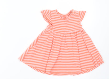 Marks and Spencer Girls Orange Striped Cotton A-Line  Size 0-3 Months  Crew Neck Pullover