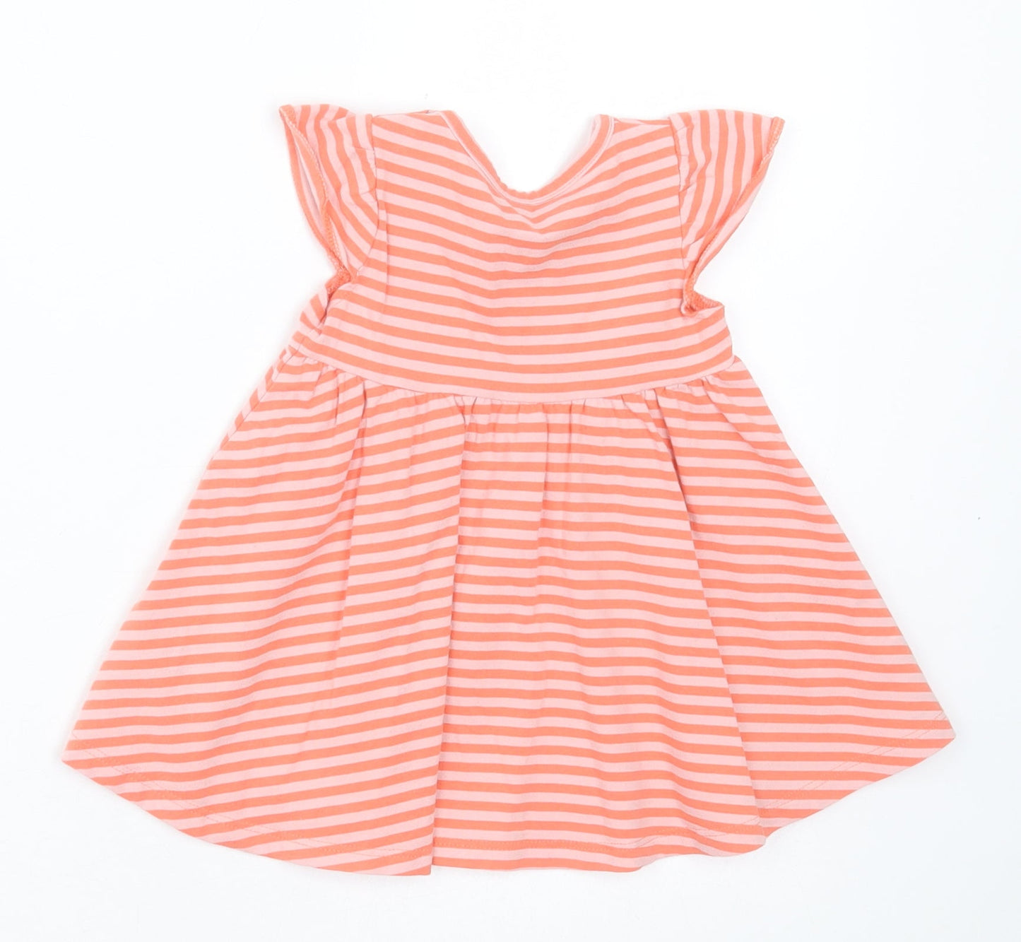 Marks and Spencer Girls Orange Striped Cotton A-Line  Size 0-3 Months  Crew Neck Pullover