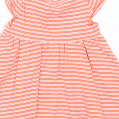 Marks and Spencer Girls Orange Striped Cotton A-Line  Size 0-3 Months  Crew Neck Pullover