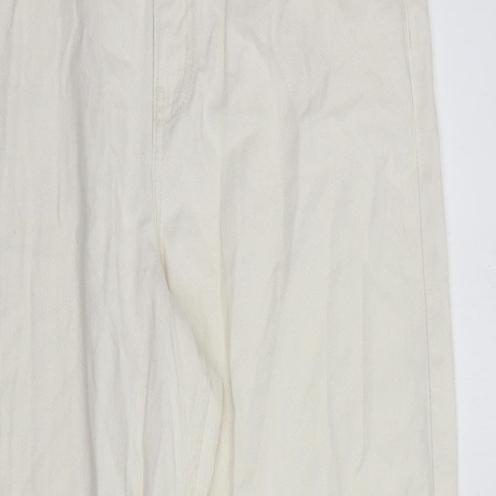 F&F Womens Ivory  Cotton Mom Jeans Size 10 L28 in Regular Button