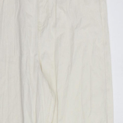 F&F Womens Ivory  Cotton Mom Jeans Size 10 L28 in Regular Button