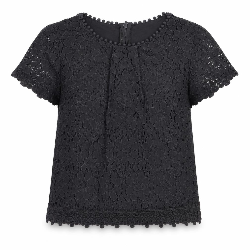 Front view of Next girls’ grey cotton basic blouse, size 7, years crew neck pullover
