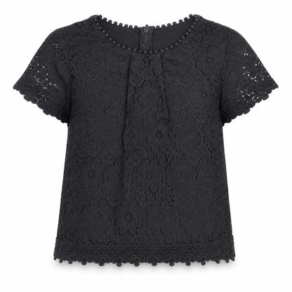 Front view of Next girls’ grey cotton basic blouse, size 7, years crew neck pullover
