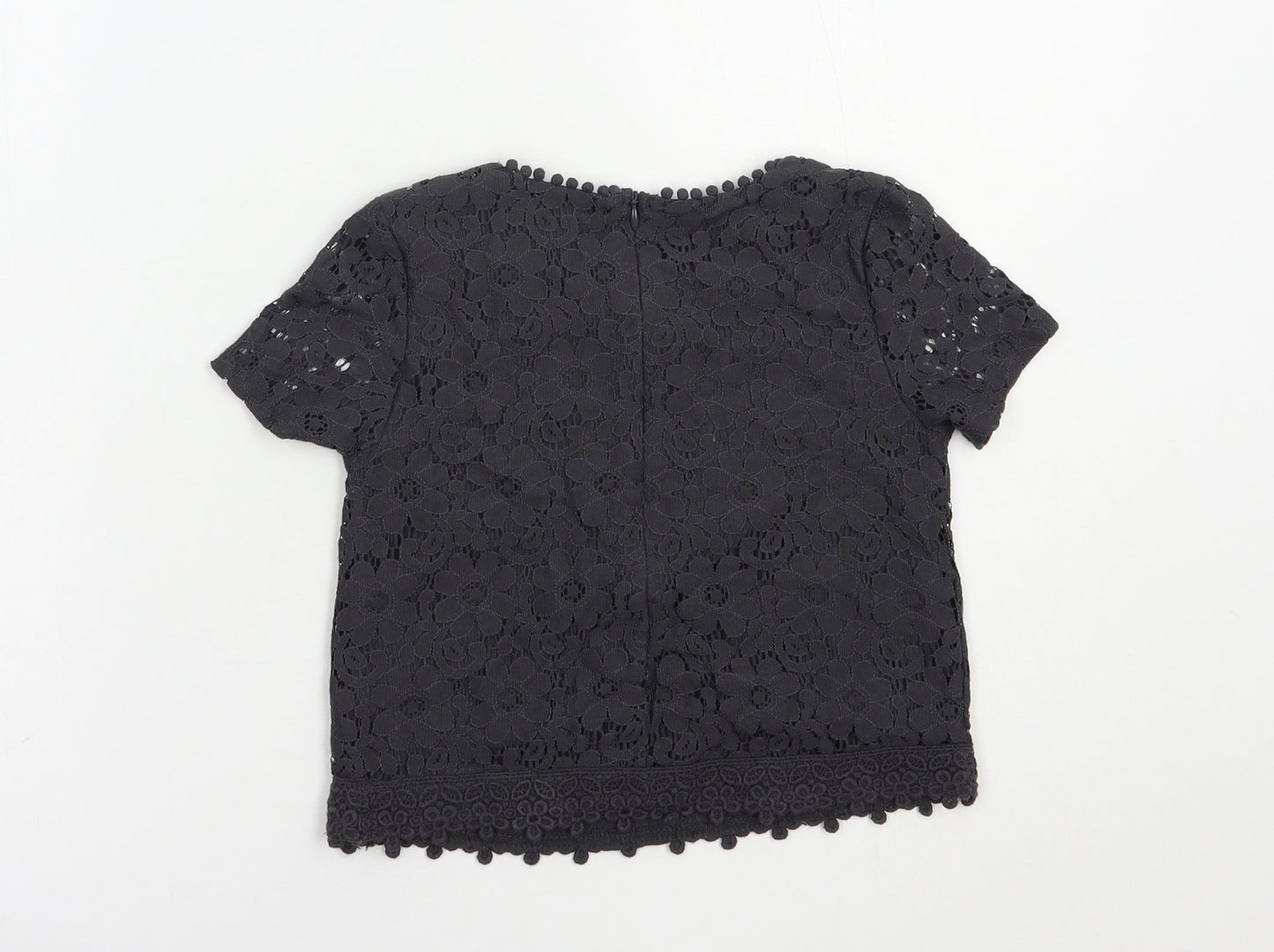 NEXT Girls Grey  Cotton Basic Blouse Size 7 Years Crew Neck Pullover