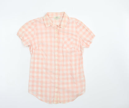 Papaya Womens Pink Check Cotton Basic Button-Up Size 10 Collared