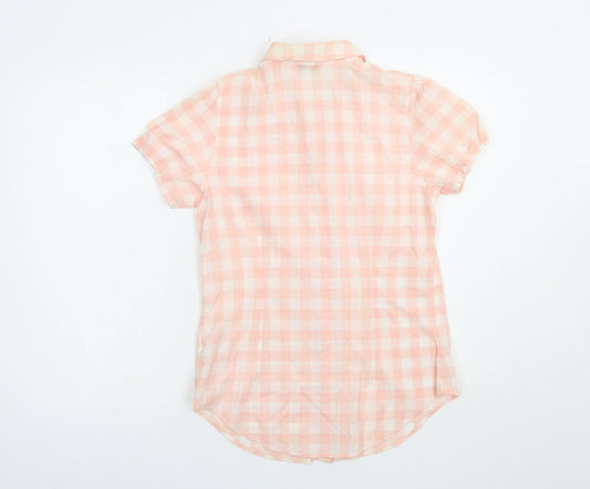 Papaya Womens Pink Check Cotton Basic Button-Up Size 10 Collared