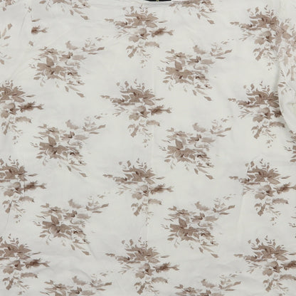 Diya Womens White Floral Cotton Basic Blouse Size XL Round Neck