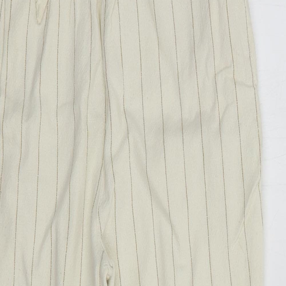 Dunnes Stores Girls Ivory Striped Cotton Chino Trousers Size 8 Years  Regular Tie