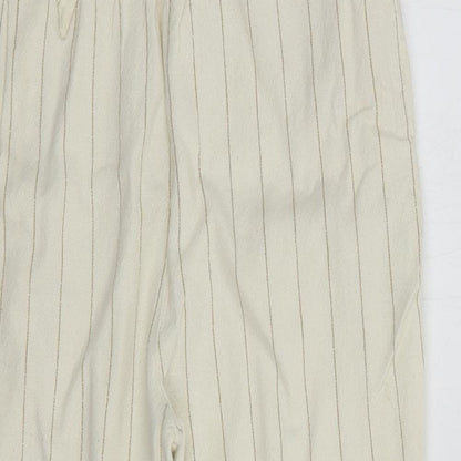 Dunnes Stores Girls Ivory Striped Cotton Chino Trousers Size 8 Years  Regular Tie