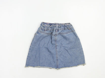 Matalan Girls Blue Floral Cotton Mini Skirt Size 9 Years  Regular Button