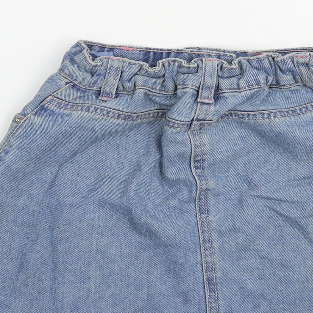Matalan Girls Blue Floral Cotton Mini Skirt Size 9 Years  Regular Button