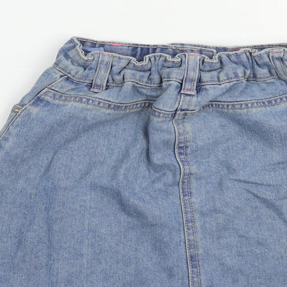 Matalan Girls Blue Floral Cotton Mini Skirt Size 9 Years  Regular Button