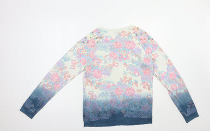 Topshop Womens Multicoloured Floral Cotton Pullover Sweatshirt Size 8  Pullover
