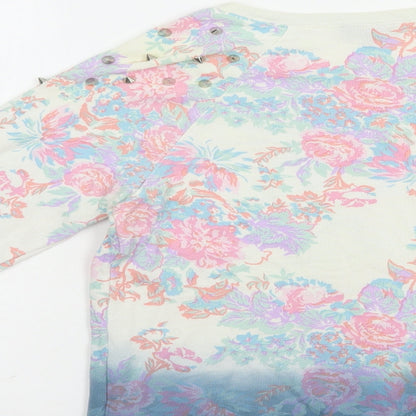 Topshop Womens Multicoloured Floral Cotton Pullover Sweatshirt Size 8  Pullover