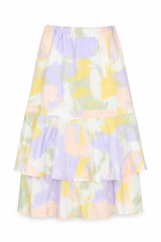 Front view of SHEIN women’s multicoloured geometric polyester fit & flare, size L, square neck zip