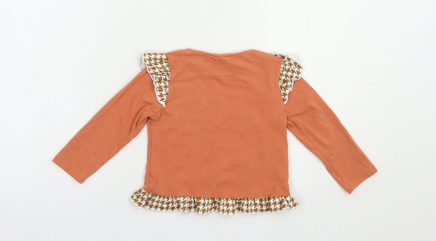 PatPat Baby Orange  Cotton Basic T-Shirt Size 18-24 Months Crew Neck Pullover - Sweet And Sassy